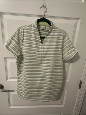 Women's Zenergy Striped Half-Zip Polo — Light Green & White